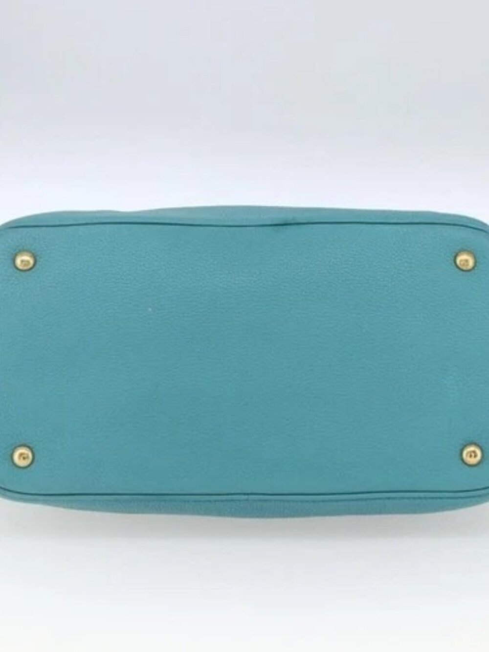 PRADA Hand Bag Leather Light Blue Gold Auth - Picture 4 of 16